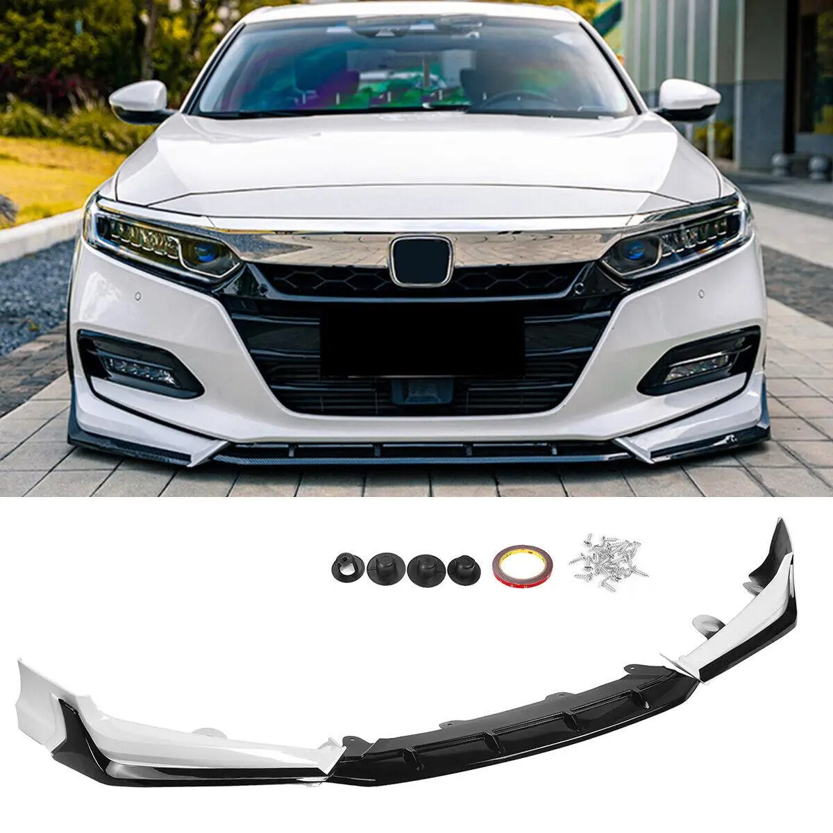 2018-2020 Honda Accord – ACR Style Front Bumper Lower Lip Spoiler | Pearl White | Aerodynamic Body Kit