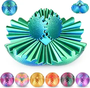 Gear Ball Fidget Toys Steampunk Gear Sphere Stress Relief for Kids Adults 3D Printed Funny Birthday Gift for Christmas White Elephant Stocking Stuffer Easter (Christmas Green, Dia.2.5" )