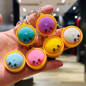 Mini Shiny Dumpling Keychain, Colorful Cute Soft Silicone Stress Relief Toy, Fun Food Shape Pendant, Party Gift, Adorable Key Chain