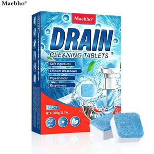 Extra strong drain cleaning tablets. Quickly unclog pipes, sinks, bathrooms, and kitchens. Powerful enzyme formula kills 99% of bacteria. Eliminate odors. 24-pack