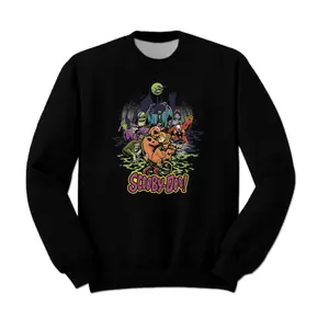 Retro Scooby Halloween 90s Movies Sweatshirt Vintage Grey Crew Neck Graphic Women's Cotton Sweatshirt Casual Loose Fit Machine Washable