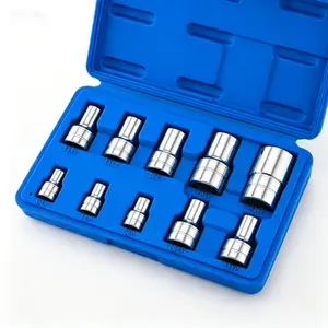 External Torx Plus Socket Set 10-Piece| 1/4-Inch, 3/8-Inch, 1/2-Inch Square Drive Sizes EP6 to EP24| CR-V Steel Construction| Professional Grade Socket Kit