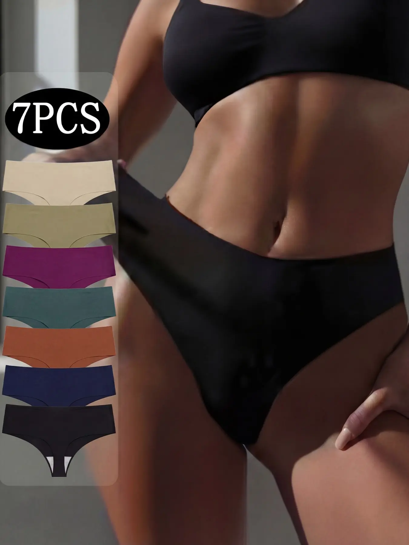 7-Pack Women's Invisible Thong Underwear, Essential Breathable Low-Waist Seamless Panties, Sporty Yoga Wear, All-Seasons Fitted Comfort, Fashion Breathable Underwear, Breathable Knicker, Seamless Knickers, Casual Comfy Panty, Seamless Knitting Knicker