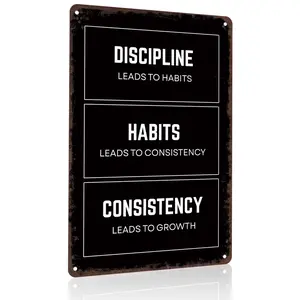 Minimalist Black White Boxed 8x12 Inch Aluminum Metal Sign, Productivity Mindset Wall Decor, Ideal for Home Offices, Study Rooms, Gyms, Startup Workspaces & Daily Goal‑Oriented Interior Spaces. Clean Modern Distressed Tin Plaque, Trendy Shareable Self‑Imp
