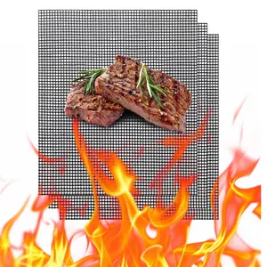 Grill Mesh Mat Set of 3 - Heavy Duty BBQ Non-stick Cooking Sheet Liners Reusable Barbecue Grilling Net for Outdoor Smoker, Pellet, Gas, Charcoal Grills (13x16 Inch)