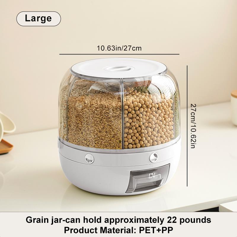 UFORU Moisture-Proof Airtight Grain Dispenser with lid, Multi-Grid Large Capacity Grain Storage,Container Perfect for Rice, Grains, Cereals, Flour, Pet Food & Mini Candies,kitchen organization,food storage containe,food storage container