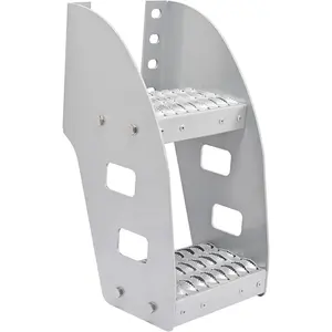 10 inch Truck Frame Step Compatible with Semi Truck Diamond Deck Serrated Step Aluminium Silvery 4 Pcs