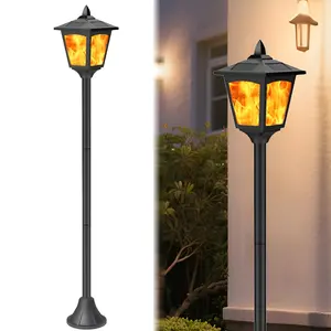 40" Solar Flame Lights - IP65 Waterproof Outdoor Post Lights with 3D Flickering Flame for Garden, Patio, Yard & Driveway Decor