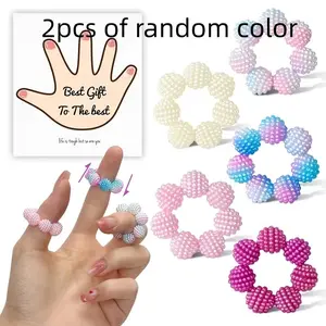 2pcs sensory prick ball ring with random color - Adjustable ring with multiple colors and gradient.Suitable for adults, finger massager.Different tactile prickly bead decompression rings, suitable for home, outdoor, school, office, travel and other scen