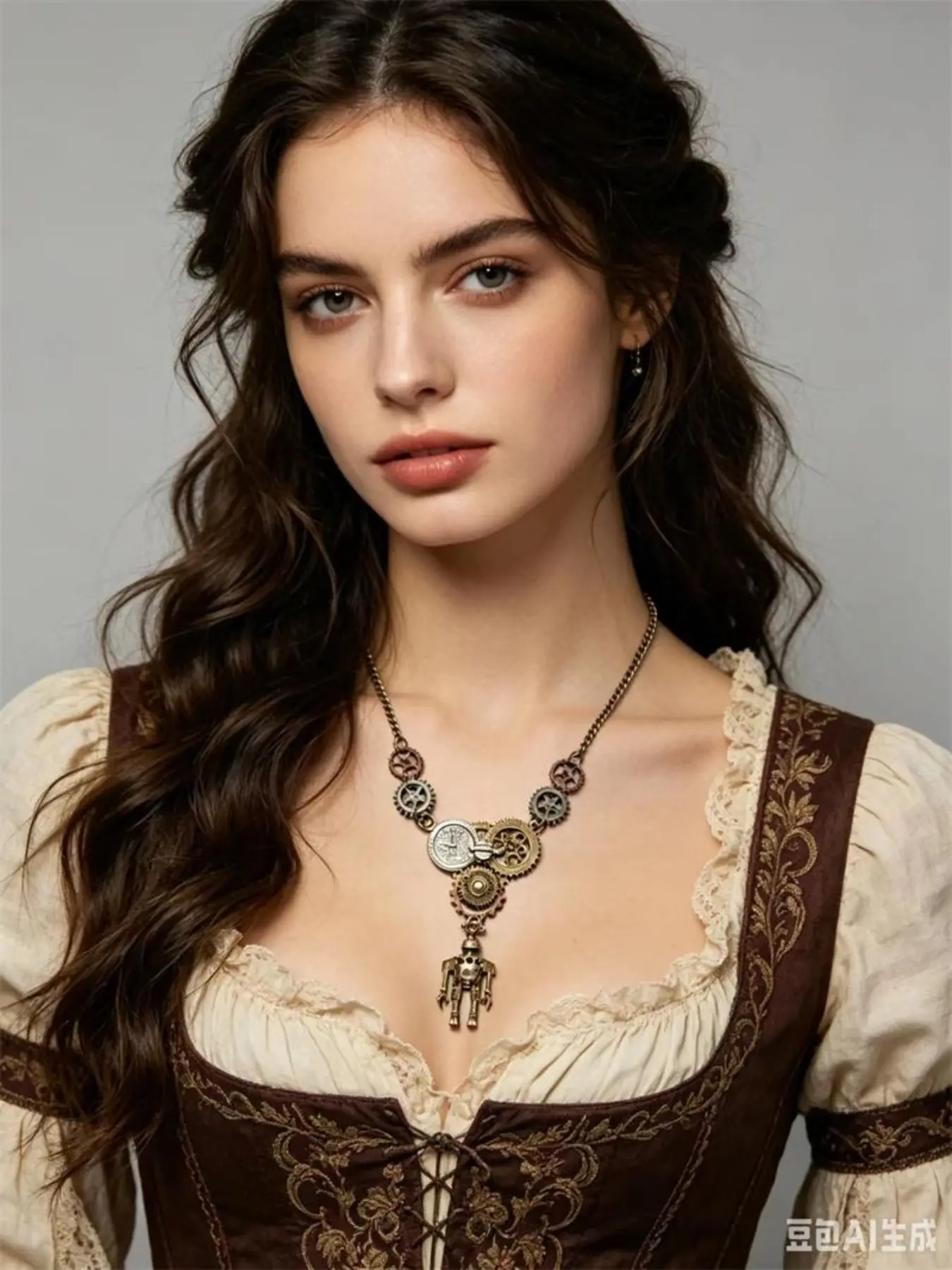 Cyberpunk Robot Steam Punk Necklace, DIY Handmade Multi-Tone Gears & Clockwork Vintage Statement Necklace, Unique Jewelry for Fans of Steampunk Aesthetics, Retro Piece for Gothic & Cosplay