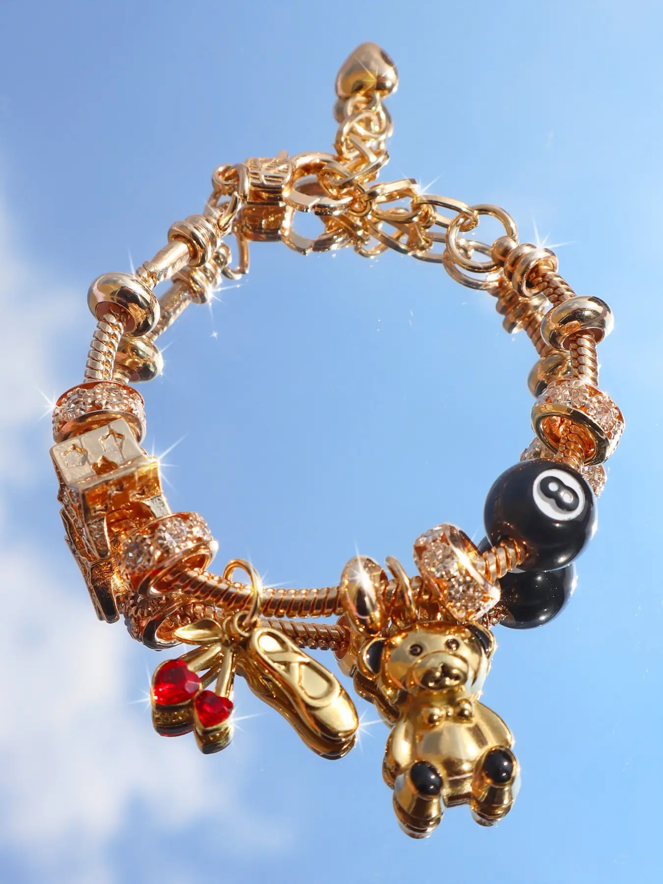 Teddy Bear Charm Bracelet, Y2K Cherry Charm Bracelet, Ballet Shoe DIY Bracelet, Vintage Teddy Adjustable Bracelet, Birthday Gift Bracelet, Hand Chain, Fashion Bracelet, Hand Chain Jewelry