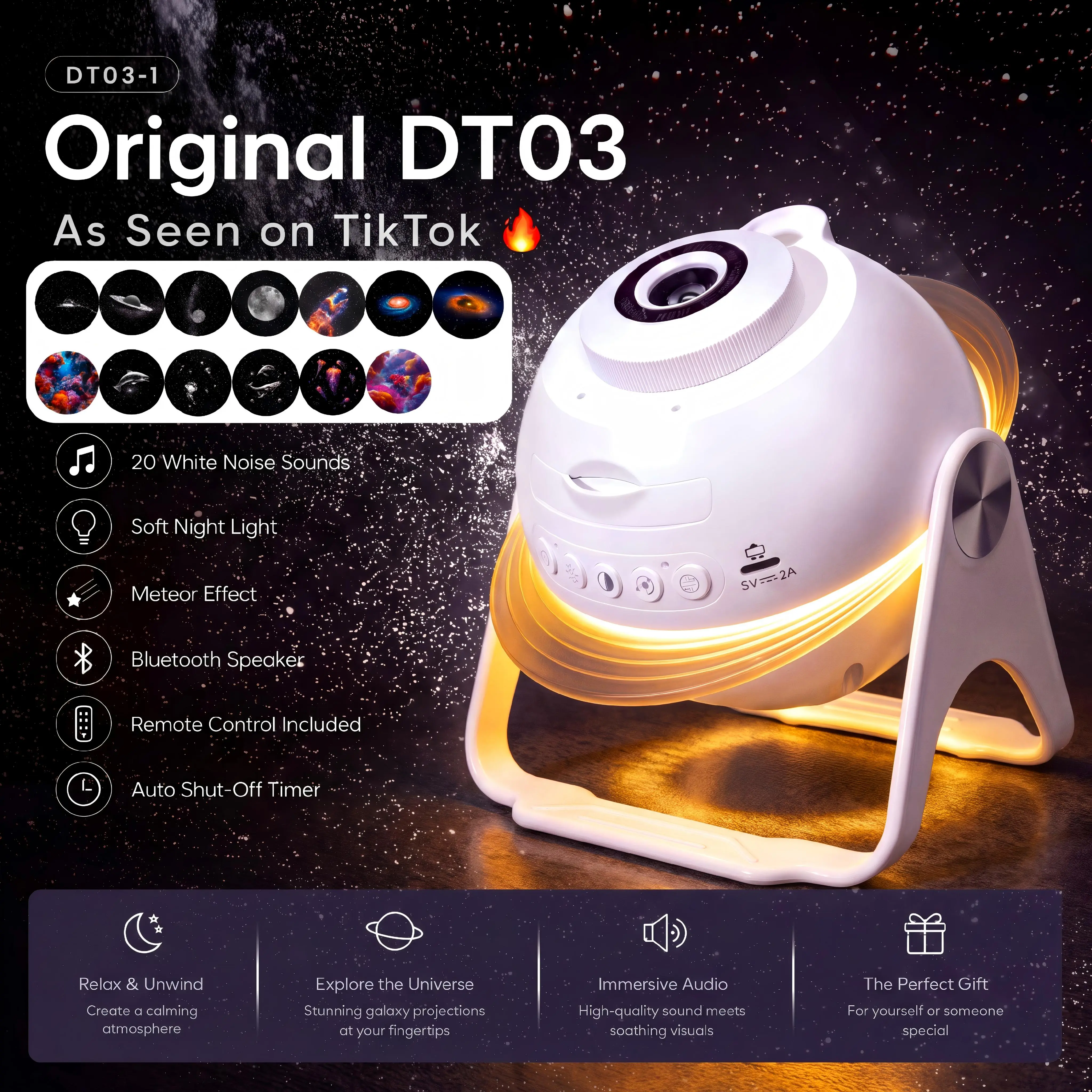 YOUKELUX [US Warehouse] 4K Rotating Galaxy Projector,Rechargeable Star Projector,Built-In Bluetooth Speaker for Music,20 ASMR Tracks, Auto Timer,13 Interchangeable Films,Moving Meteor,Remote Control,Warm Night Light,Bedroom Decor,Perfect Gift