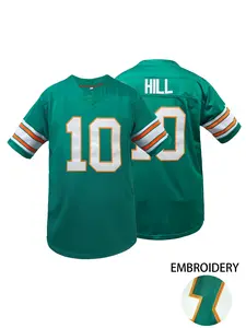 Embroidered #10 Miami Football Jersey Men Women Retro Green Orange White Stripe American Football Shirt Short Sleeve V-Neck Sports Uniform
