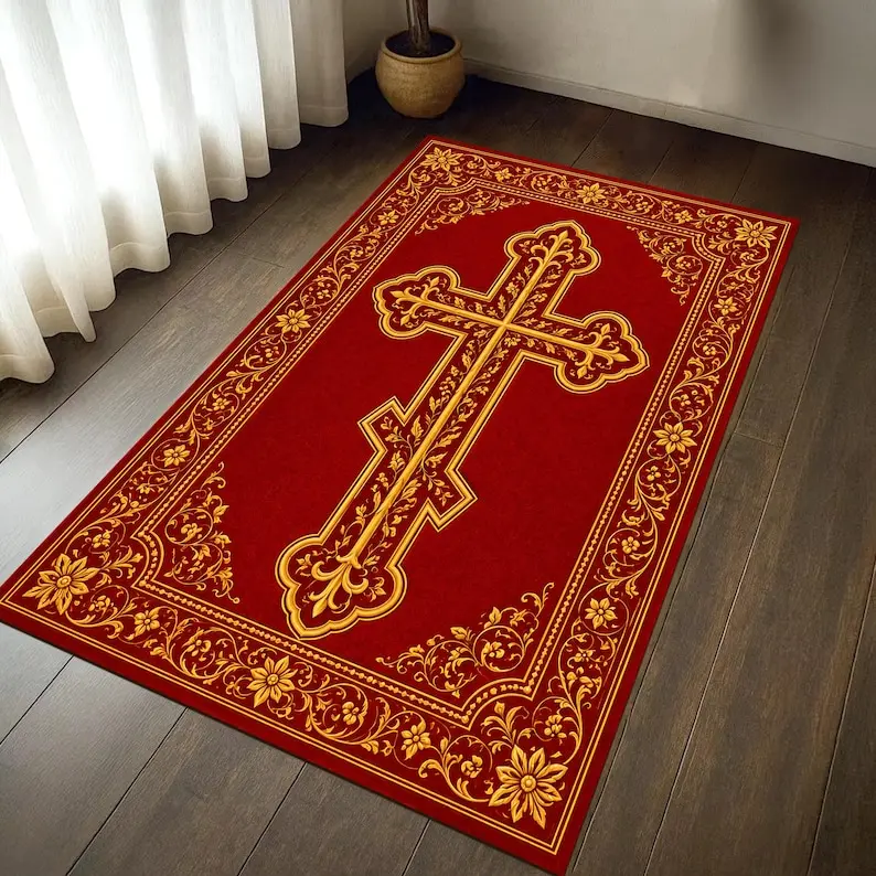 Christian Prayer Rug, Catholic Prayer Rug, Orthodox Prayer Rug, Cross Symbol Rug,Prayer Mat,Jesus Cross,Custom Christian Mat,Christian Decor