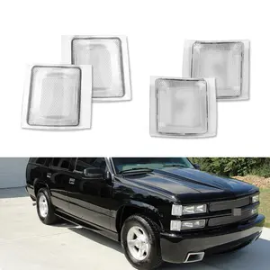 2pcs Clear Lens Front Lower & Upper Side Marker lamps Lights For 1995 1996 1997 1998 1999 2000 Chevrolet Tahoe,Replace OEM 5977737, 5977738, 5977460, 5977459