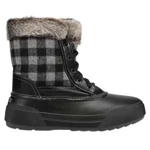 Easy Spirit Womens Ice Queen Plaid Round Toe Duck Winter Casual Boots Ankle - Black