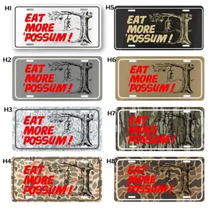 Eat More Possum Camo Custom Vanity Plate - Fun & Quirky Novelty License Plate - Durable, Unique Car & Truck Tag