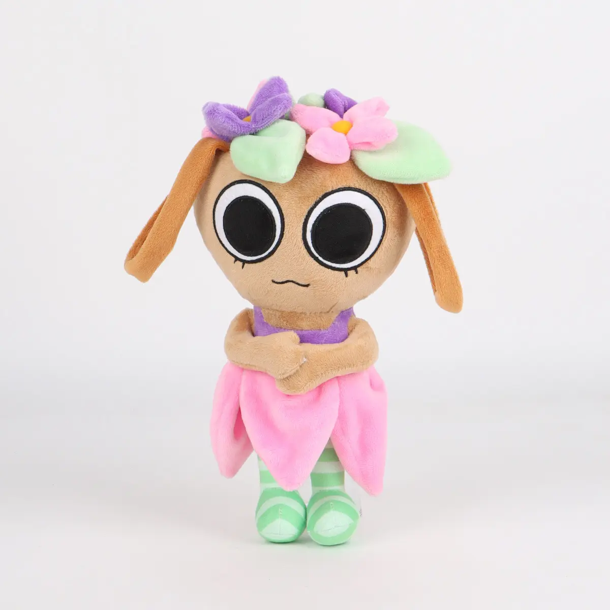Dandy's World Bassie Soft Cuddly Plush Toy - Cute Anime Cartoon Creature Doll with Floral Headband, Pink Dress - Kids' Birthday, Christmas Cute Collectibles - Versatile Stuffed Toy, Soft Cuddly Gift