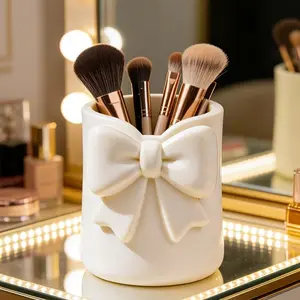 Butterfly Knot Desktop Storage Bucket, Makeup Brush Organizer, 3D Pen Holder, Lip Gloss Eyebrow Pencil Rack, Luxurious Design, Cosmetic Makeup Organizer