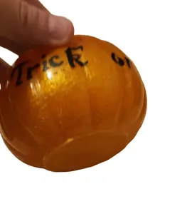Handmade Resin Pumpkin Jar -Halloween Decor with "Trick or Treat" Text