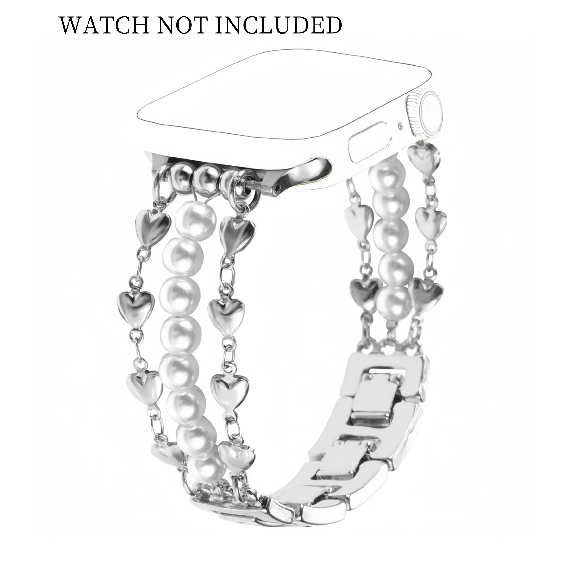 Fashionable Heart-shaped Chain Design Watch Band, Cute Chain Design Watch Band for Women, Wearable Accessories Smartwatch Accessories Compatible with iWatch Series 9 8 7 6 5 4 3 2 1