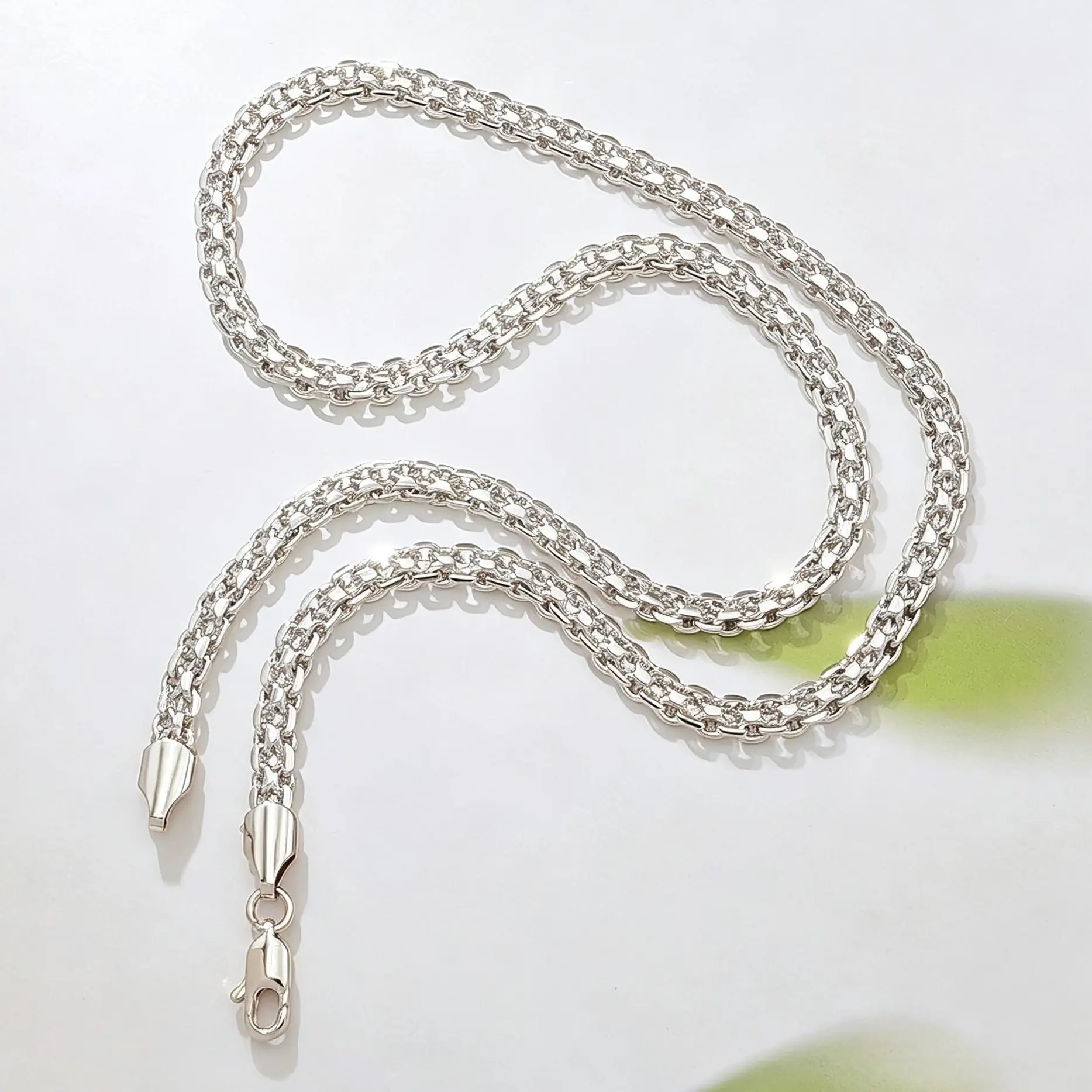 Silver Plated Thick Wheat Chain Necklace for Men Women, Solid Braided Foxtail Link Chain Choker Necklace, Sturdy Lobster Clasp Plain Chain Jewelry Replacement Necklace for Pendants Daily Wear