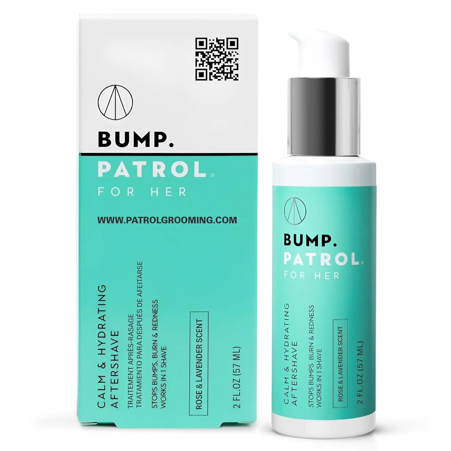 Bump Patrol For Her Calm Hydrating Aftershave & Shave Gel - Women's Sensitive Skin Support, 2 oz Rose-Lavender Formula, Green Tea Witch Hazel Chamomile, Anti-Bacterial Arms & Bikini Post-Wax Treatment, Burn Relief, All Adults Bath & Body Care, Single Item