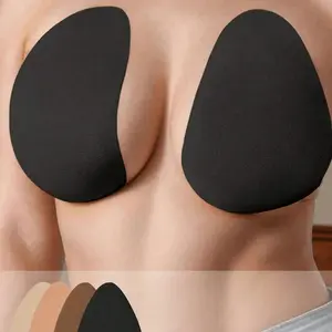 4pcs/2 Pairs Plus Size Invisible Lift Latex Tape Adhesive Water Drop Breast Petals Strapless Bra Liner, Suitable For B-E Cup Sizes, Beige, Brown, Coffee, Black