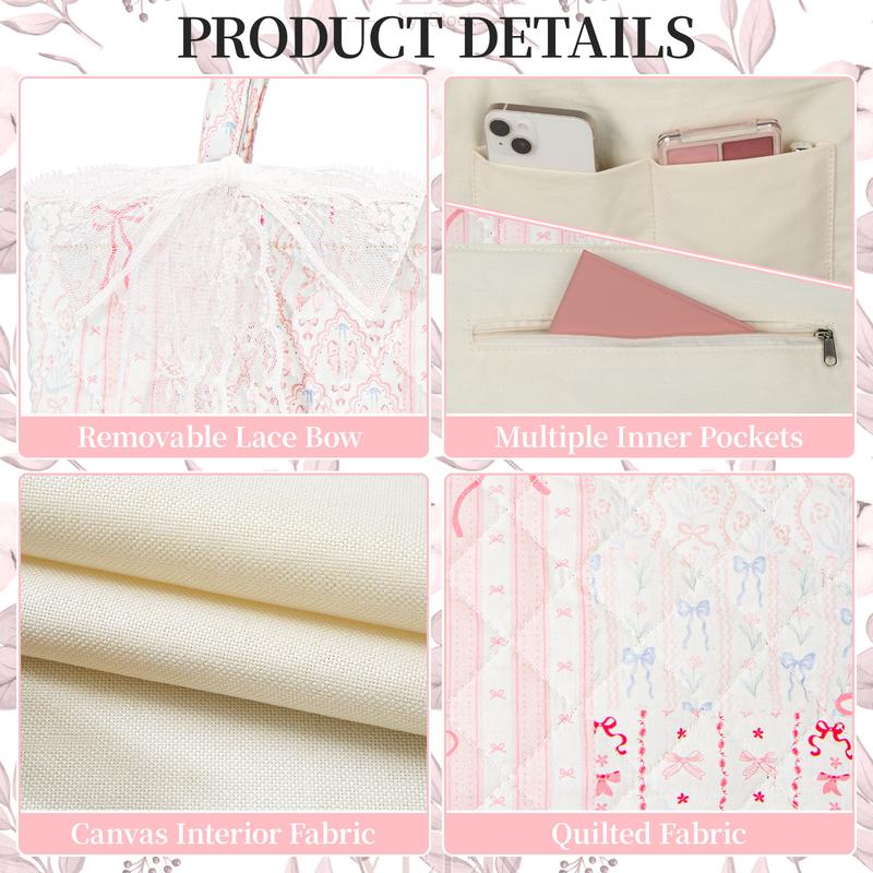 Quilted Small Tote Bag for Women Cute Floral Design Large Capacity Laptop & Essentials Holder Ideal for Work Travel Gym Shopping Everyday Use