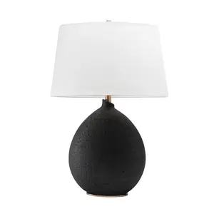Denali Table Lamp With Gold Leaf Accents And Soft Belgian Linen Shade, 4.5" Wide Teardrop Design