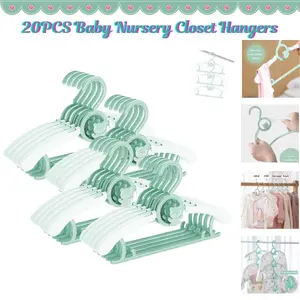 20PCS Baby Nursery Closet Hangers, Adjustable Non-Slip Infant Clothes Hangers for Newborn, Toddler & Kids, Space Saving Baby Closet Organizer, Baby Shower Gift