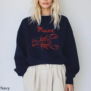 Vintage Maine Lobster Sweatshirt, Fisherman Aesthetic, New England Coastal Chic Crewneck Sweater, Lobster Shirt, Seafood Ocean Lover Gift Womenswear