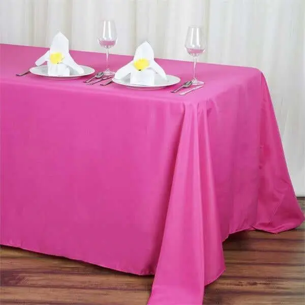 Polyester Rectangle Tablecloth 90"x132" Fuchsia with Seamless Finish