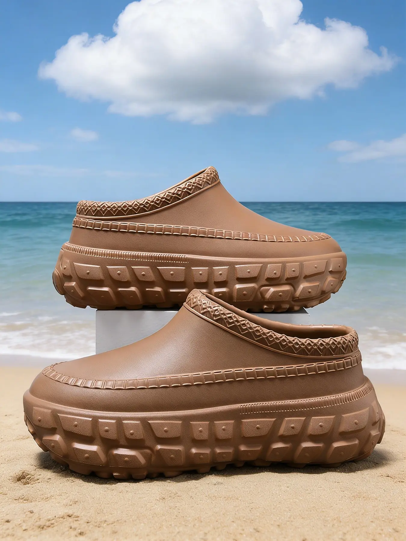 Women's & Men's Platform Clog Slippers, Waterproof EVA Mules with Non-Slip Tire Sole, Closed Toe Slip-On Slides for Outdoor Work & Casual, Thick Bottom Slippers, Slippers Shoe
