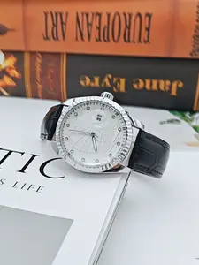 Elegant Sailing-Embossed Men's Watch&Diamond Accents and Black Crocodile Leather Strap&Perfect Blend of Luxury and Art for Any Occasion