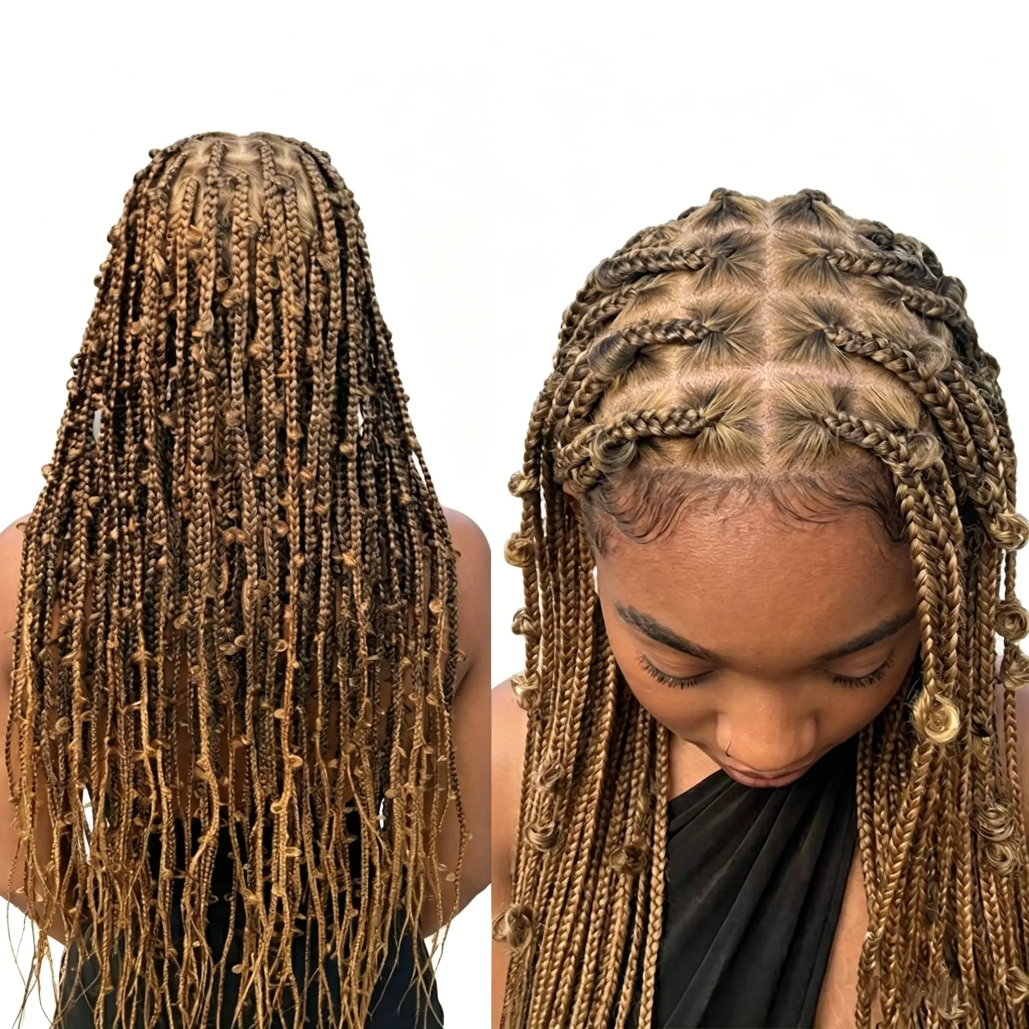 Transparent Full Lace Frontal Synthetic Cornrow Braided Hair Wig Honey Blonde Butterfly Braided Wigs Brown Coloed Knotless Box Braided Wig for Black Women
