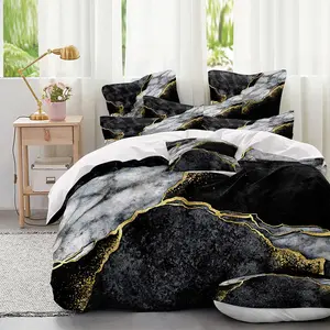 Marble Pattern Bedding Set, 2/3 Counts/set Including Duvet Cover & Pillowcase, Soft Comfortable Bedding Set for Home Bedroom, Decorative Duvet Cover