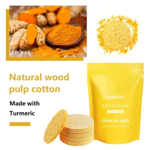 60pcs Turmeric Cleansing Puff - Pure Natural Wooden Paddle Sponge Cleansing Puff, Facial Cleansing Sponge, Makeup Remove Turmeric Cleansing Pads Facial Cleansing Pads Skincare Comfort