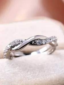 Exquisite Infinity Rings - Fashion Retro Stackable Engagement Rings for Women & Girls, Synthetic Zirconia Inlay, Perfect for Weddings & Daily Wear Valentine's Day Gift