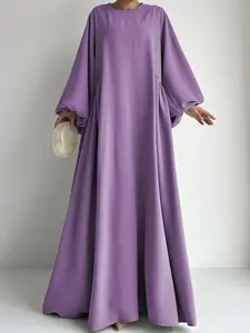 Arabic Clothing-Lantern Sleeve Round Neck Kaftan, Modest Long Sleeve Maxi Dress, Summer Outfits 2024, Women's Islamic Clothing for Summer, Modest Clothes, Modesty Muslim Clothing, Batwing Sleeve Kaftan