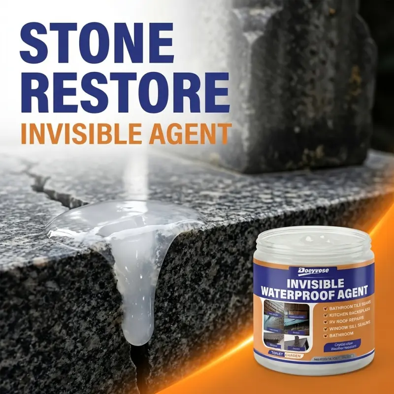 INVISIBLE WATERPROOF SOLUTION FOR REPAIRING CRACKS IN TOMBSTONES, COATING FOR STONE MONUMENT TEXT, AND STRENGTHENING STONE DECORATIONS, Invisible Waterproof Sealant