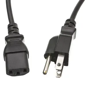 CableWholesale  Computer-Monitor Power Cord Black NEMA 5-15P to C13 13 Amp 16 AWG UL CSA rated 6 foot
