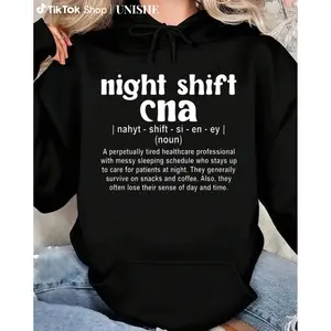 100% Certified Nursing Assistant Night Shift Hoodie with Long Sleeves