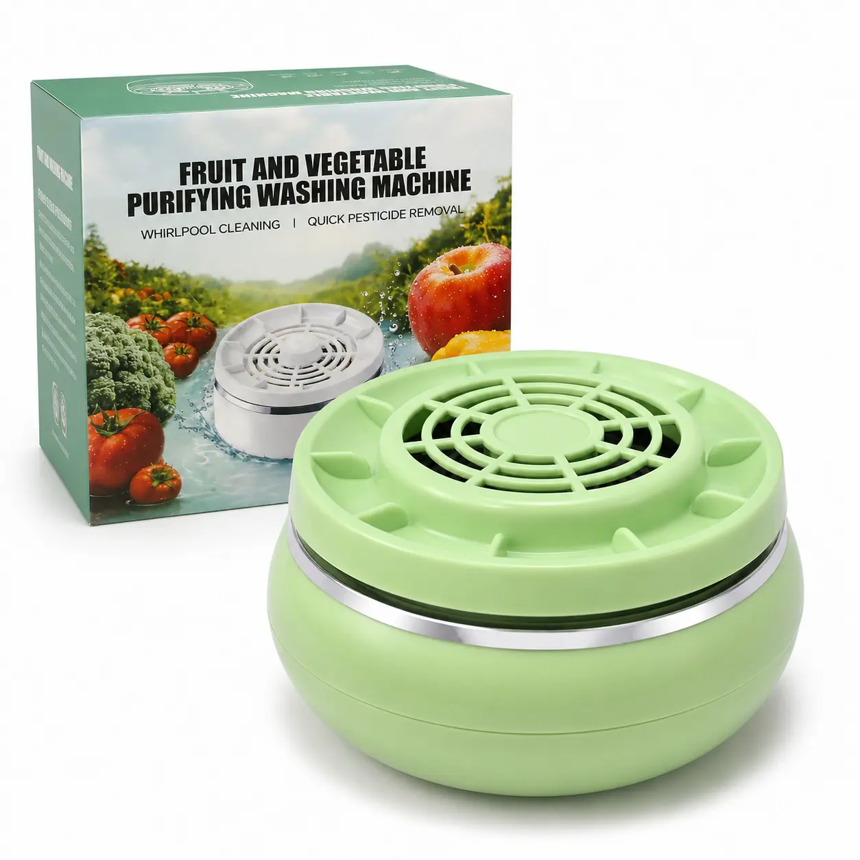 Cordless Fruit and Vegetable Washer, Rechargeable Portable Produce Cleaner for Kitchen Use, Food Washer for Fruits, Vegetables, Meat & Tableware, Green