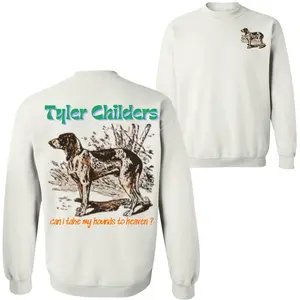 Tyler Childers Can I Take My Hounds to Heaven? Double-Sided Graphic Hoodie, Classic Unisex Sweatshirt with Rustic Dog Design Fabric Menswear Fleece Jet
