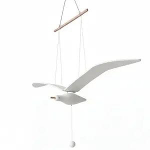 Flying Wooden Seagull Mobile Hanging Decor, Handcrafted Soaring Bird Ornament for Home, Office, Café & Beach House Wall Art, Coastal Seaside Style Room Decoration Gift for Friends & Family. mom kid friend fun holiday christmas home decor