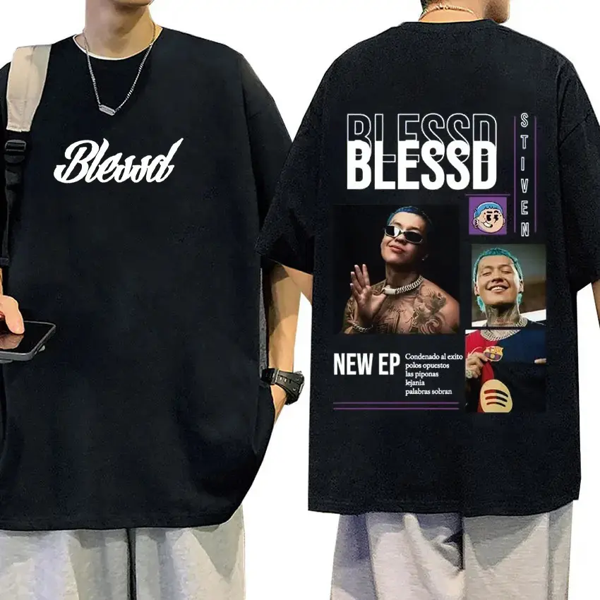 Women's Casual Cotton Short-Sleeve Reggaeton Print Streetwear Graphic Unisex T-Shirt - Blessd AP, HY5226, Shortsleeve, Top, Digital Print, Fitted, Tshirt, Round Neck, 3Xl, Basics, All Seasons, S To 5Xl, 2Xl