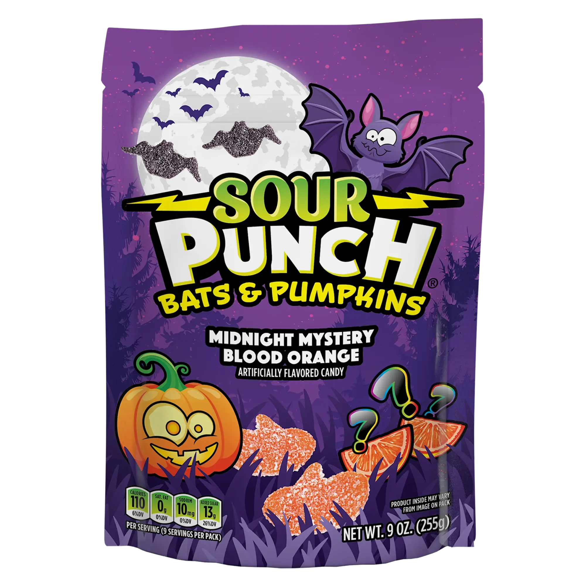 Sour Punch Bats & Pumpkins Chewy Halloween Candy, 9oz Bag, Sweet Snack