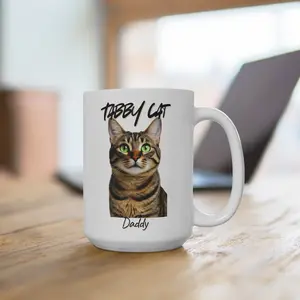 Tabby Cat Daddy Mug | Funny Cat Lover Gift | 15oz Coffee Cup | Cat Dad Gift | Pet Owner Tea Mug | Birthday & Holiday Present Ceramic Drinkware