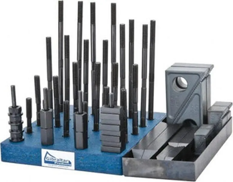 Gibraltar 50-Piece Fixturing Step Block & Clamp Set - 1" Step Block, 1/2" T-Slot Fit, 3/8-16 Stud Thread, 7/8" Nut Width, 3"-8" Stud Lengths (3",4",5",6",7",8") 20203G